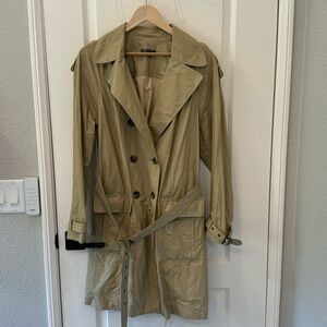 Vince Coated Waterproof Classic Camel Trench Coat